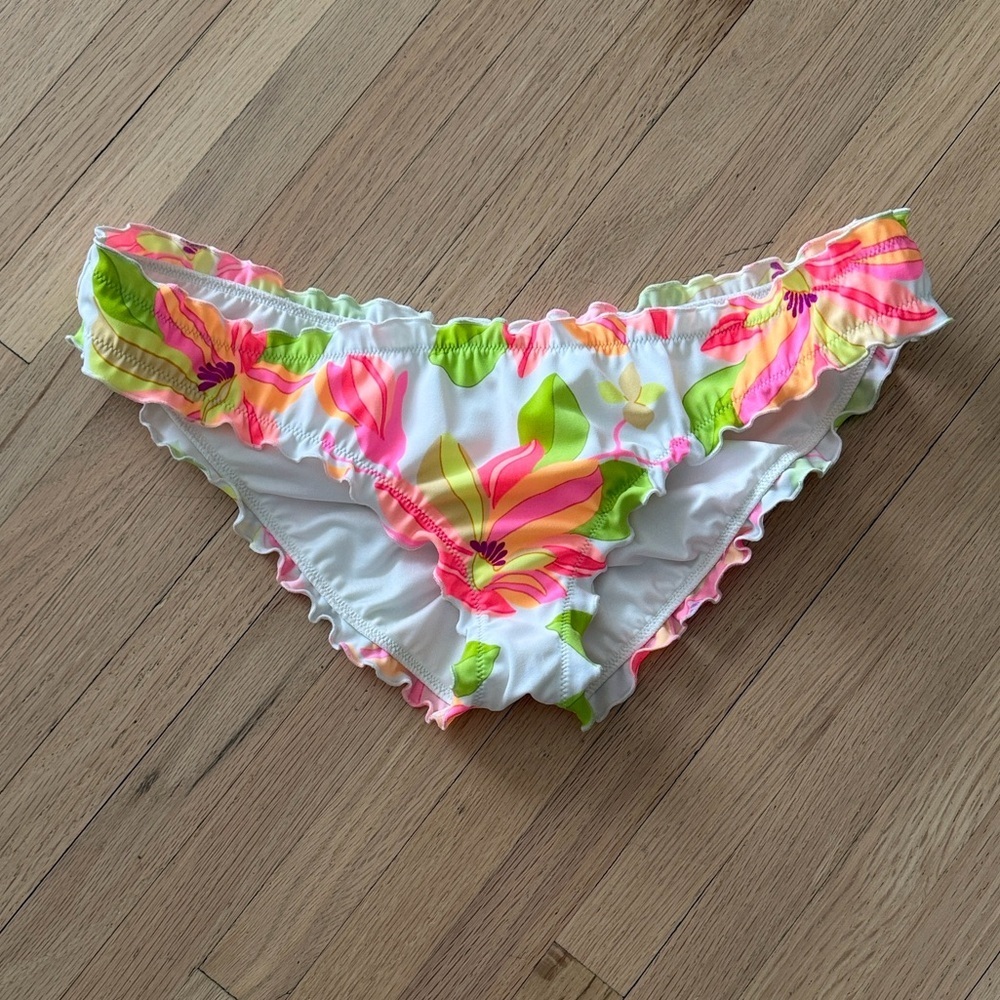 PINK by Victorias Secret - Ruffled Ruched Bikini Bottom Neon - Large